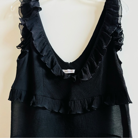 ❤️ VINTAGE CACHAREL 36 4 SEMI SHEER BLACK TIERED RUFFLE SILK CREPE DESIGNER TOP - Picture 7 of 13